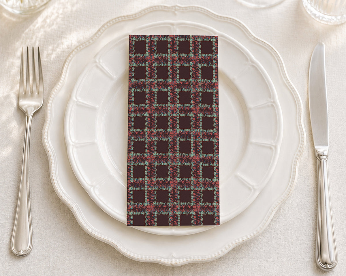 Fringe Plaid Burgundy - Printed Guest Towel