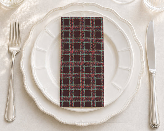 Fringe Plaid Burgundy - Printed Guest Towel