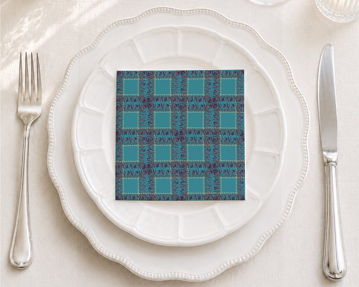 Fringe Plaid Cocktail Napkin
