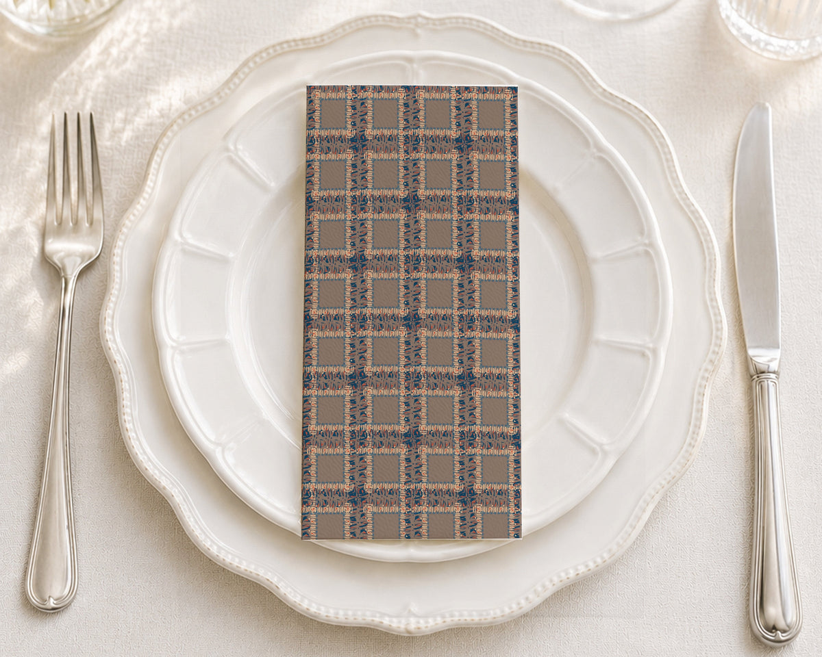 Fringe Plaid Taupe - Printed Guest Towel