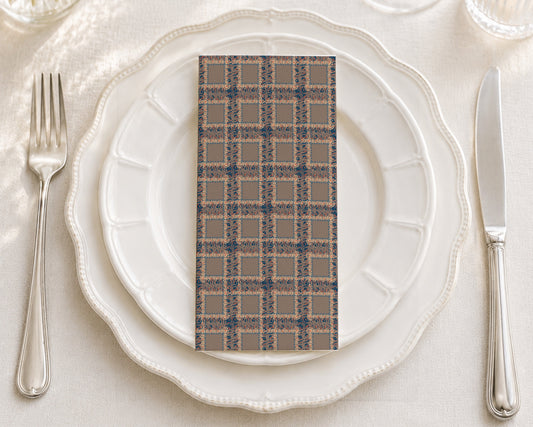 Fringe Plaid Taupe - Printed Guest Towel