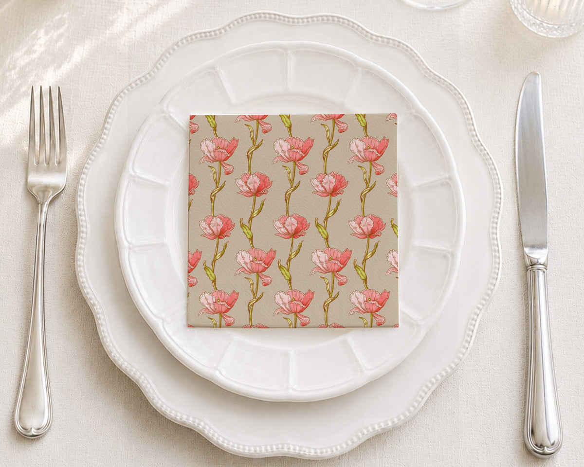 Gilded Floral Cocktail Napkin