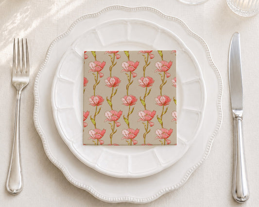 Gilded Floral Cocktail Napkin