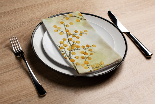Gold Berry Branches - Printed Guest Towel