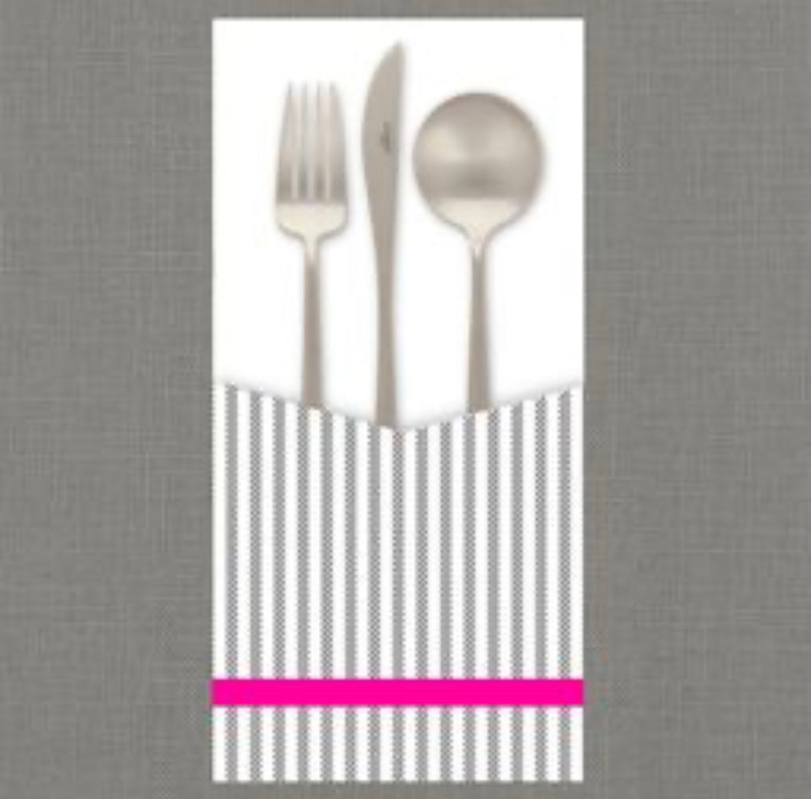 Cotton Stripe (PINK)  - Cutlery Pouch