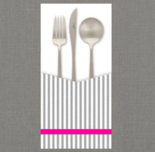 Cotton Stripe (PINK)  - Cutlery Pouch