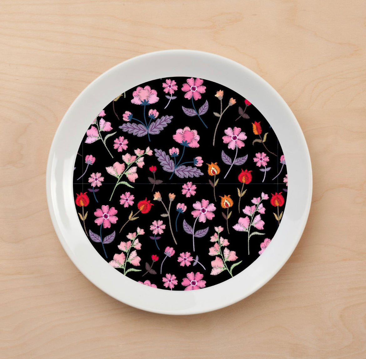 Floral Embroidery Plate Accent
