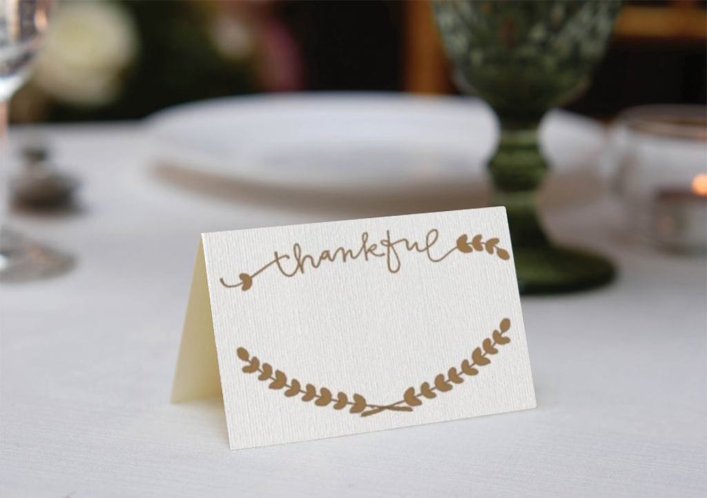 Gold Thankful Place Cards