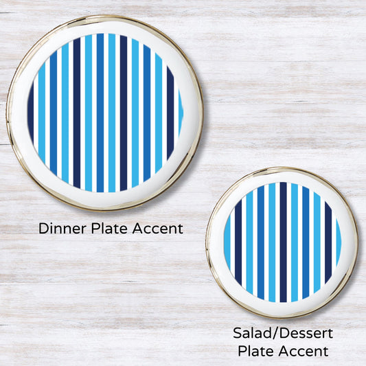 Candy Stripe Blue Plate Accent