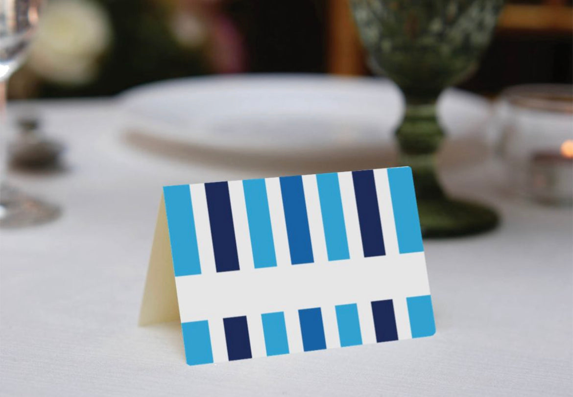 Candy Stripe Blue Place Cards