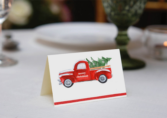 Red Christmas Truck Place Cards