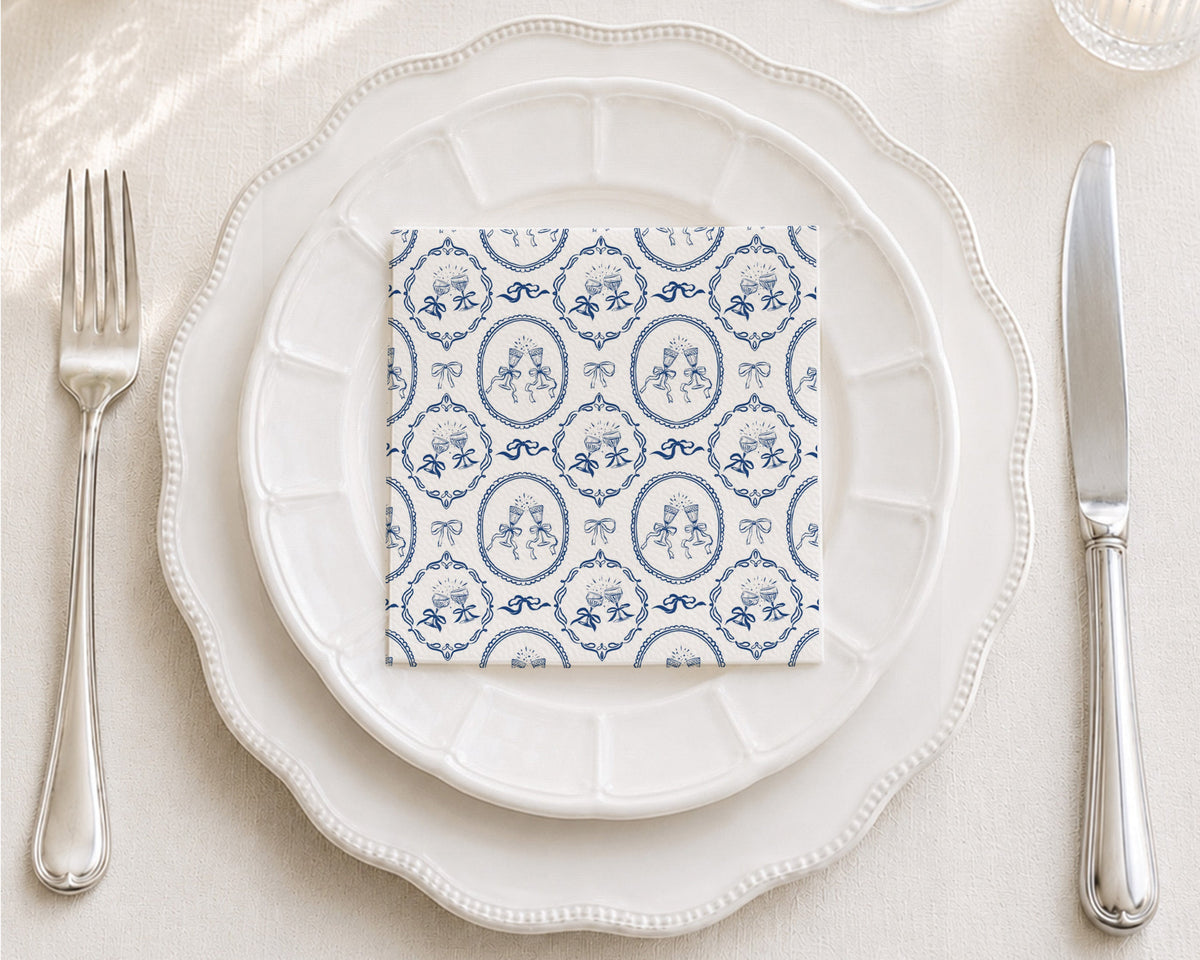 Klink Cameo Blue Cocktail Napkin