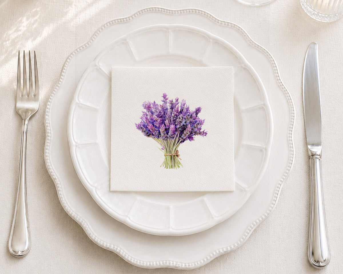 Lavender Bouquet Cocktail Napkin