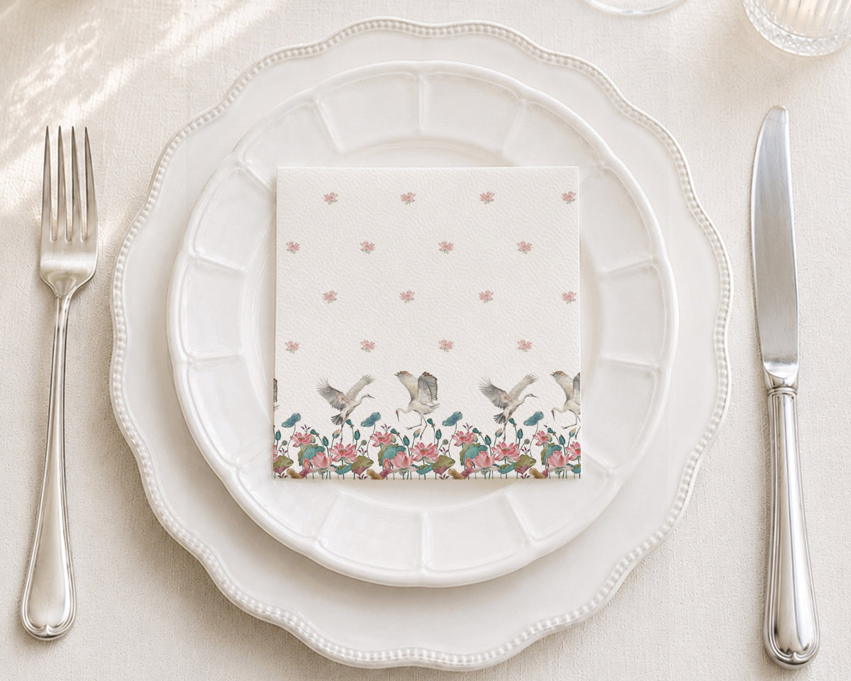 Lotus Bird Cocktail Napkin