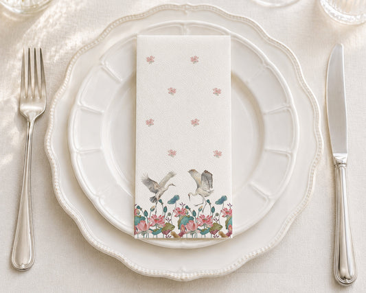 Lotus Bird - Printed Guest Towel