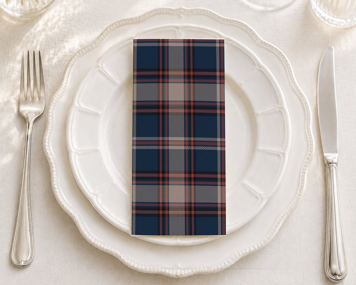 Navy Plaid - Printed Guest Towel