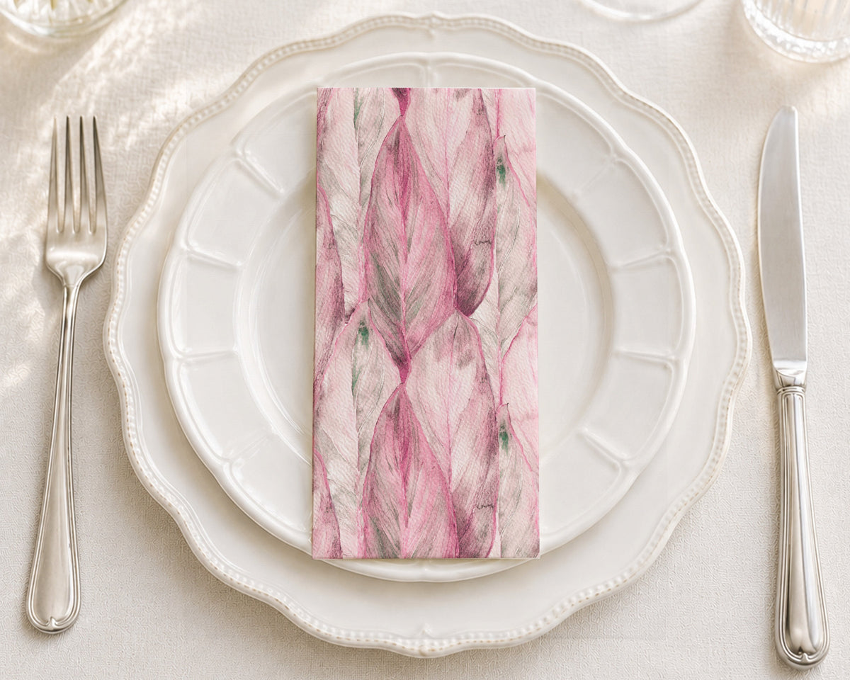 Pink Tropical Leaf - Printed Guest Towel