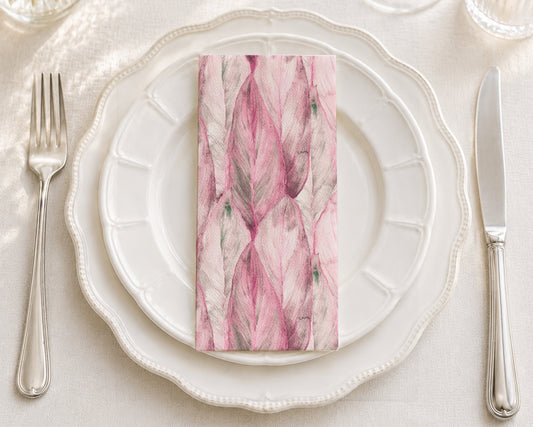 Pink Tropical Leaf - Printed Guest Towel