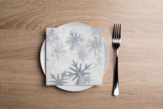 Silver Snowflake Cocktail Napkin