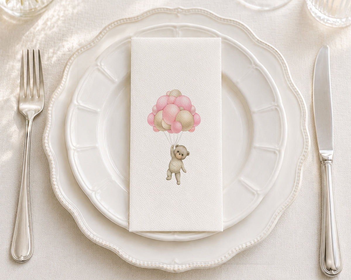 Teddy Pink - Printed Guest Towel