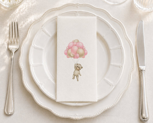 Teddy Pink - Printed Guest Towel