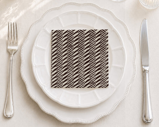 Vintage Herringbone Cocktail Napkin