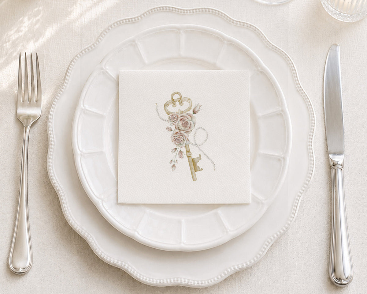 Vintage Key Cocktail Napkin