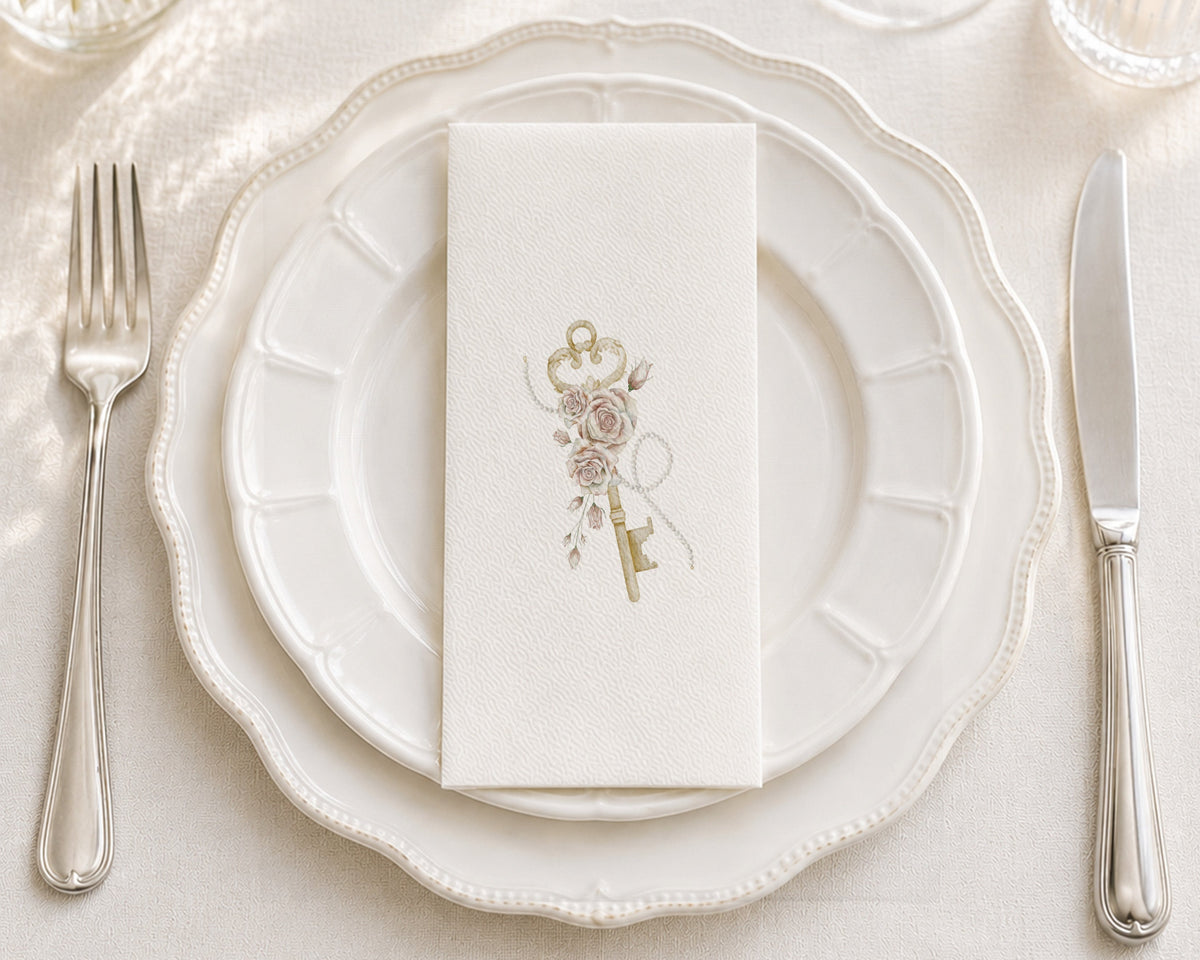 Vintage Key - Printed Guest Towel