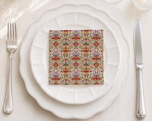 Vintage Pom Garden Cocktail Napkin