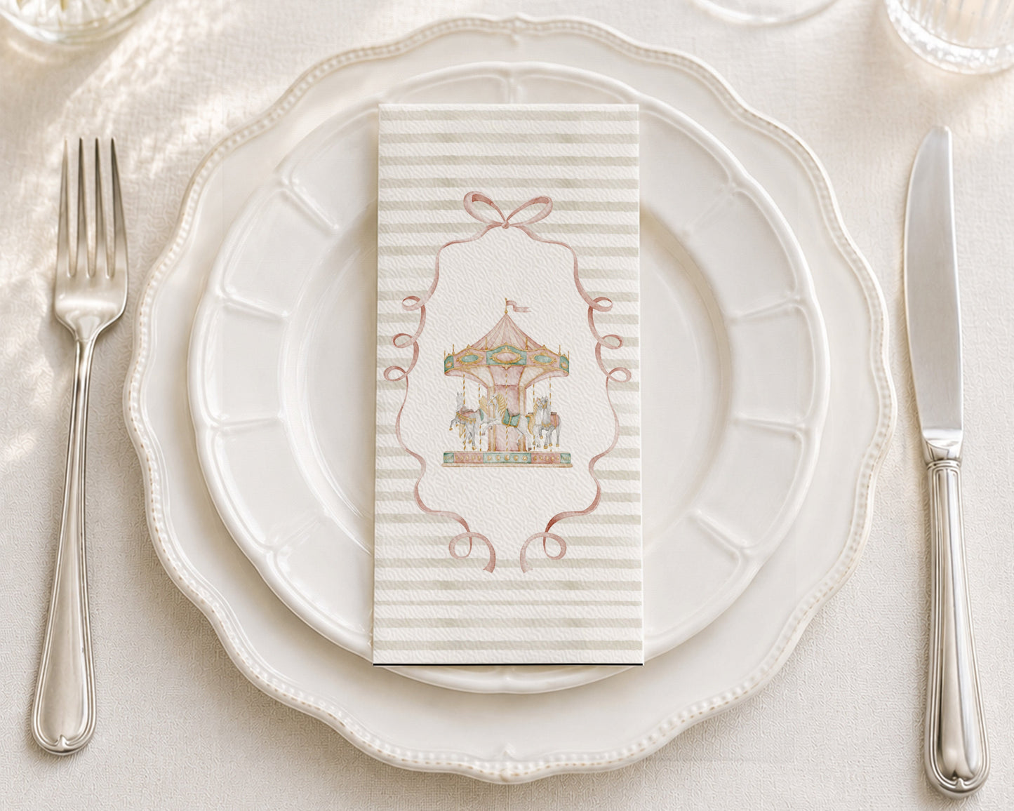 Watercolor Carousel - Printed Guest Towel