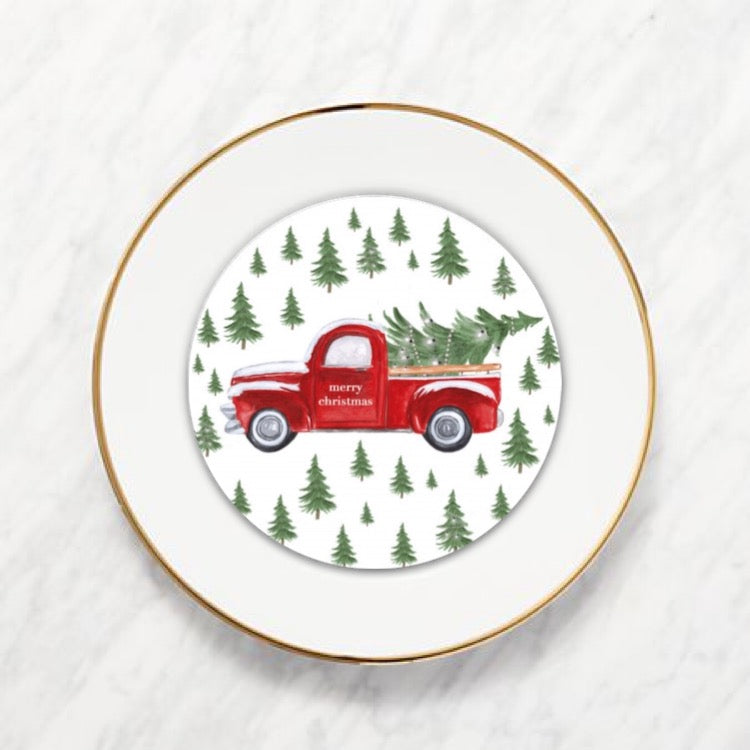Red Christmas Truck Plate Accent