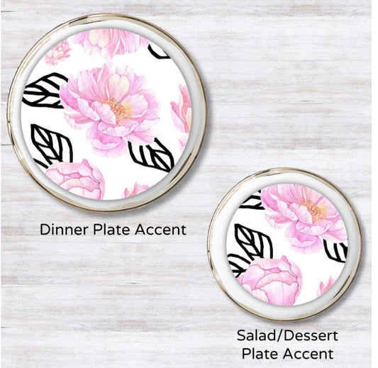 Graphic Peony Plate Accent