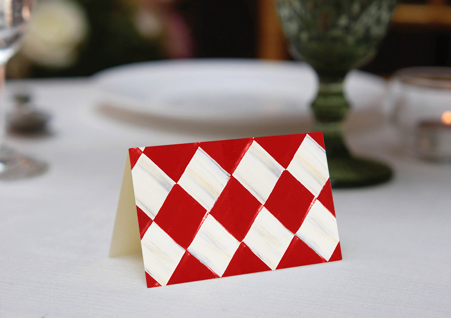 Harlequin Red Place Cards