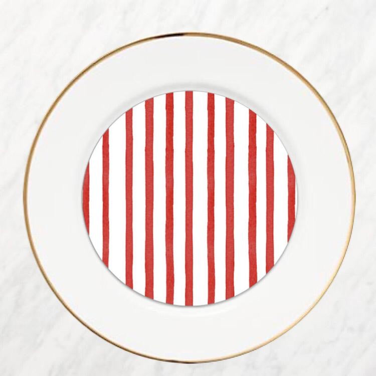 Red Painted Stripe Plate Accent