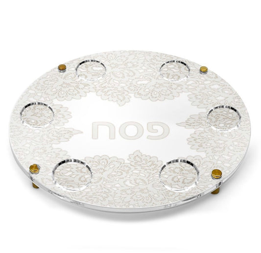Chantilly Seder Plate - White / White Round