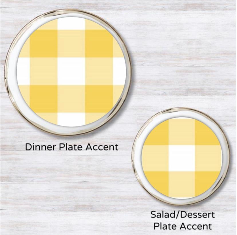 Gingham Yellow Plate Accent