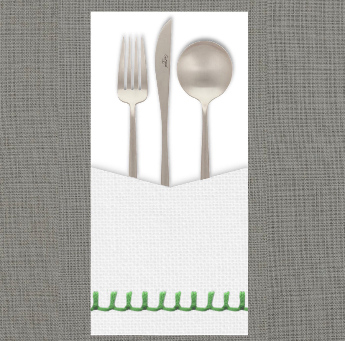 Stitched Green - Cutlery Pouch
