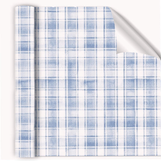 Painted watercolor Plaid Blue