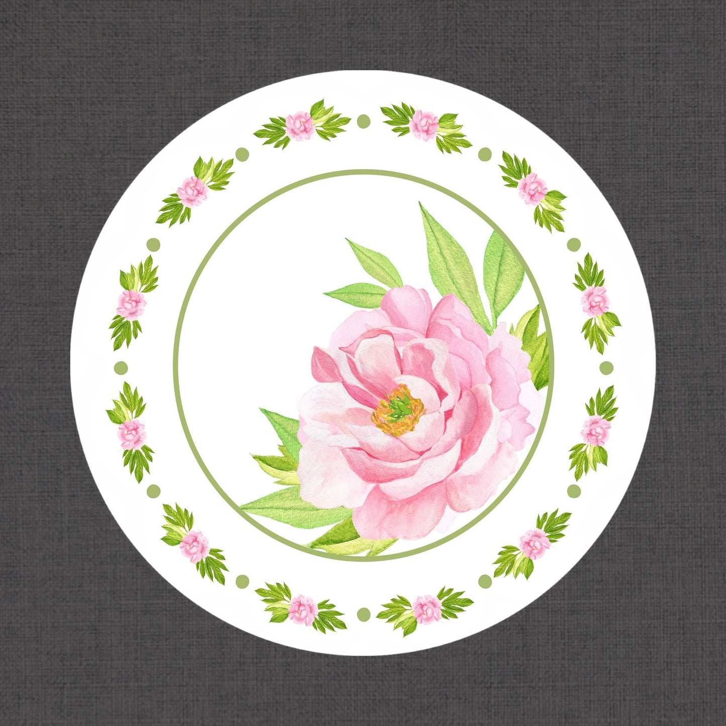 Pink Peony (Die Cut) Charger (Circle)