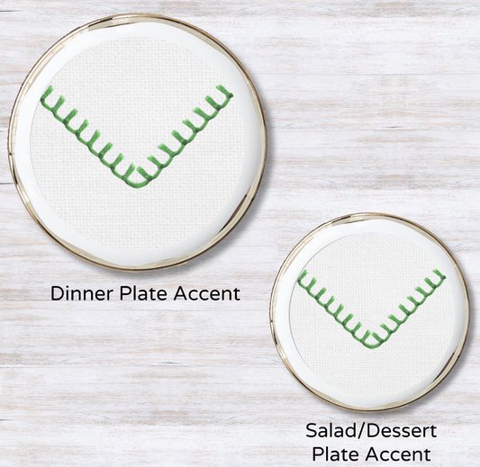 Stitched Green Plate Accent