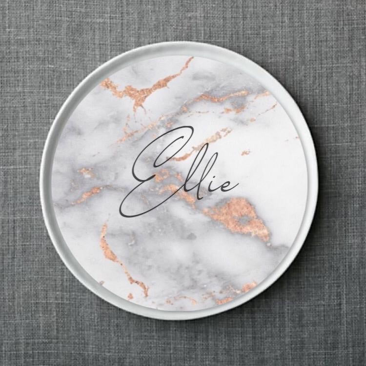 Metallic Rose Gold Marble Plate Accent