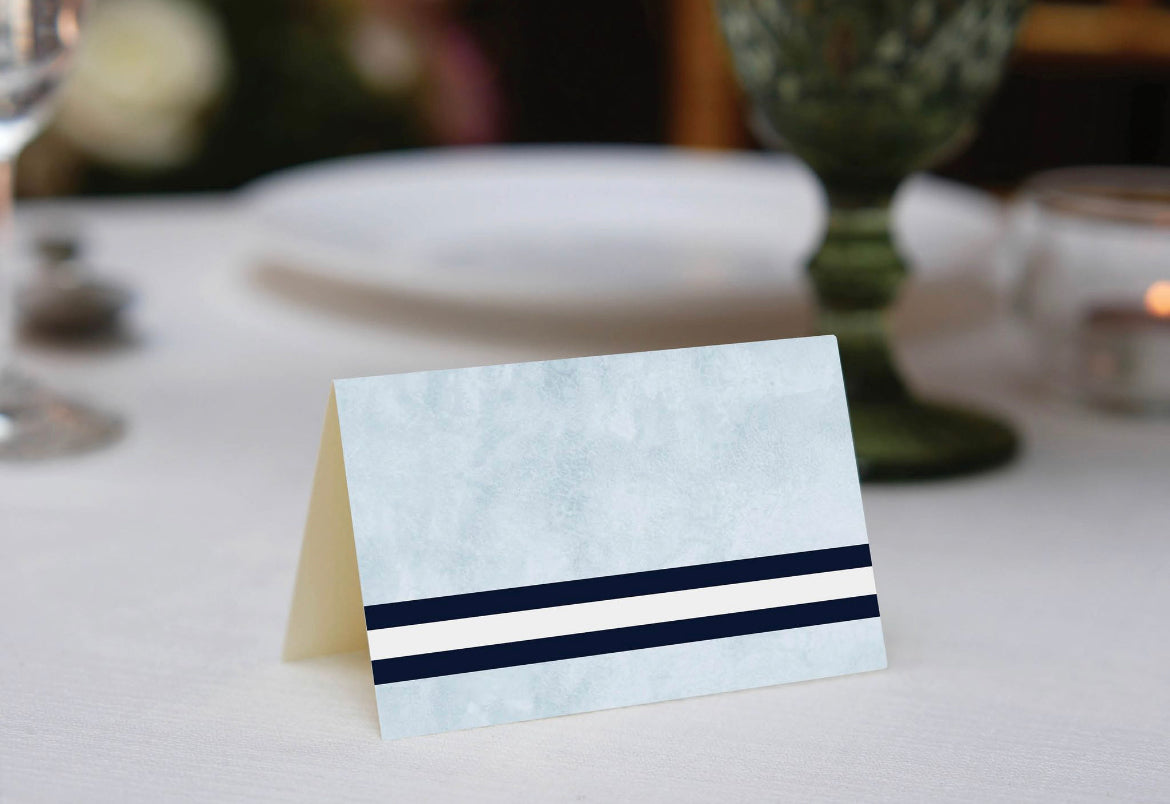 Watercolor Border Blue Place Cards